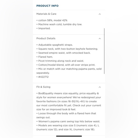 OLD NAVY Striped Smocked Pajama Cami Swing‎ Top in Big Blue Plaid - Picture 8 of 8